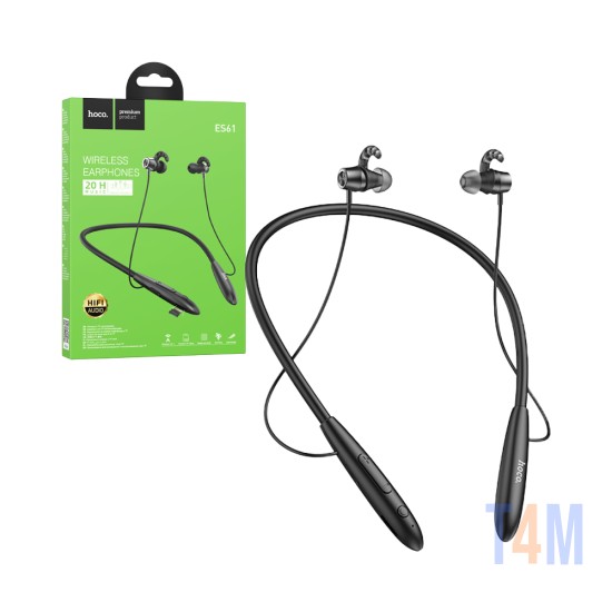Auscultadores Bluetooth Neckband Hoco ES61 Manner com Microfone Preto